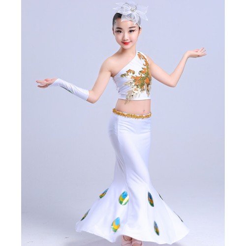 Girls peacock Chinese folk dance costumes classical stage performance  competition modern dance drama cosplay outfits